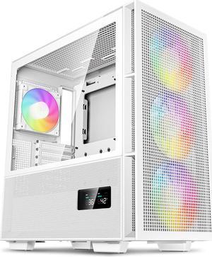 XIGMATEK Gaming X Arctic White Mesh PC Case / 4pcs Pre-installed ARGB Fan &  LED Switch ARGB Fan PCB / Tempered Glass Side Panel / ATX Mid Tower