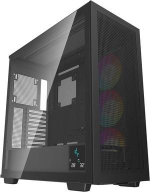 DeepCool MORPHEUS ATX+ Modular Airflow case, Single and Dual Chamber Configurations, Dual Status Display, Trinity 140mm ARGB Fans, Vertical Mount and Gen 4 Riser Cable, Magnetic Mesh Filters, Black