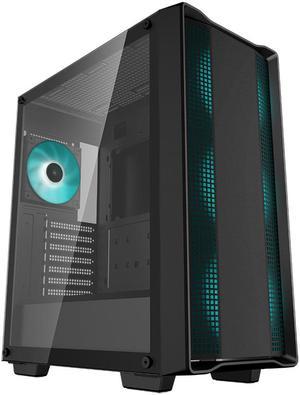 DeepCool CC560 V2 Mid-Tower ATX PC Case, 4x Pre-Installed 120mm LED Fans, Tempered Glass Side Panel, Black