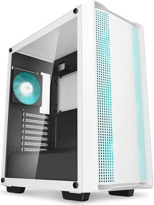 DeepCool CC560 WH V2 Mid-Tower ATX PC Case, 4x Pre-Installed 120mm LED Fans, Tempered Glass Side Panel, White
