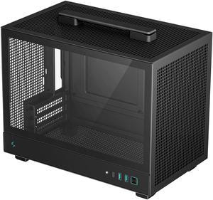 DeepCool CH160 Mini-ITX PC Case, High Airflow Mesh Panels, Full-Sized Air Cooler Support, Direct Insert GPU Capable, Flexible Drive and PSU Compatibility, Black