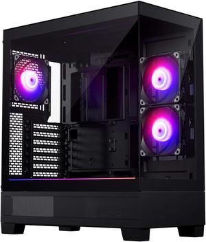 Phanteks XT View, Mid-Tower Gaming Chassis, Tempered Glass Front and Side Window, USB-C 3.2 Gen2, 3x M25-120 D-RGB fans included, Black