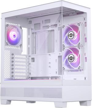 Phanteks XT View, Mid-Tower Gaming Chassis, Tempered Glass Front and Side Window, USB-C 3.2 Gen2, 3x M25-120 D-RGB fans included, White