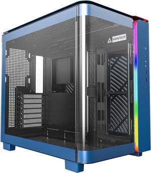 MONTECH, KING 95 Dual-Chamber ATX Mid-Tower PC Gaming Case, High-Airflow, Toolless Panels, Sturdy Curved Tempered Glass Front and Side Panel, ARGB Lighting, Prussian Blue