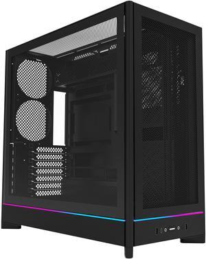 MONTECH HS01, ATX Mid-Tower PC Case, Gaming PC, High-Airflow, Reversible Layout, Mesh Front Panel, Sink-in Design, Toolless Panels, Black