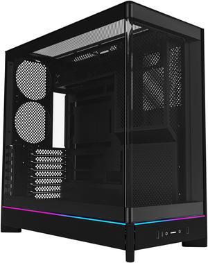 MONTECH HS02, ATX Mid-Tower PC Case, Gaming PC, High-Airflow, Reversible Layout, Sturdy Curved Tempered Glass Front Panel, Sink-in Design, Toolless Panels, Black, US