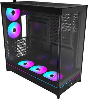 MONTECH HS02 PRO, ATX Mid-Tower PC Case, Gaming PC, High-Airflow, Reversible Layout, Sturdy Curved Tempered Glass Front Panel, 5x ARGB PWM Fan Pre-Installed, Sink-in Design, Toolless Panels, Black, US