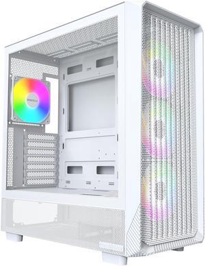 MONTECH X5- ATX Mid-Tower Gaming PC Case, High Airflow, 3x 140mm and 1x 120mm Fans Pre-installed, Glass Side Panel, Carbon Print Accents, GPU Holder Included, White