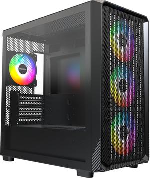 MONTECH X5M - Micro ATX Gaming PC Case, High Airflow, 4x120mm ARGB Fans Pre-installed, Glass Side Panel, Carbon Fiber Print Accents, Black