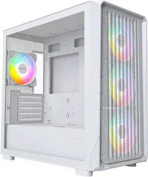 MONTECH X5M- Micro ATX Gaming PC Case, High Airflow, 4x120mm ARGB Fans Pre-installed, Glass Side Panel, Carbon Fiber Print Accents, White