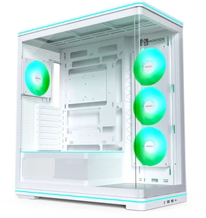 MONTECH TG3 Curved ATX PC Case with 15° Curved Glass & 4 ARGB Fans, White. Show hardware up front, back-connect ready, 430mm graphics clearance, 180mm cooler, 360mm top radiator, Type-C MONTECH TG3 Curved ATX PC Case with 15° Curved Glass & 4 ARGB Fans, White. Show hardware up front, back-connect ready, 430mm graphics clearance, 180mm cooler, 360mm top radiator, Type-C