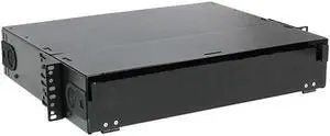 Nippon Labs Rack Mount FDU 2RU With Slide Out Fiber Patch Panel - Tray, Holds 6 Panels, Max. 144F, 3.5"H x 17"W x 14"D - Black