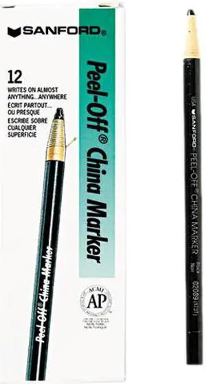 Sharpie Peel-Off China Markers Black Dozen 2089