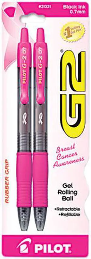 Pilot Rollerball Pen Retract BCA Grip 2/PK Pink/Barrel BLK Ink 31331