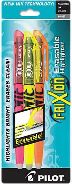 Pilot Frixion Lite Erasable Highlighter Assorted Ink Chisel 3/Pack 46507