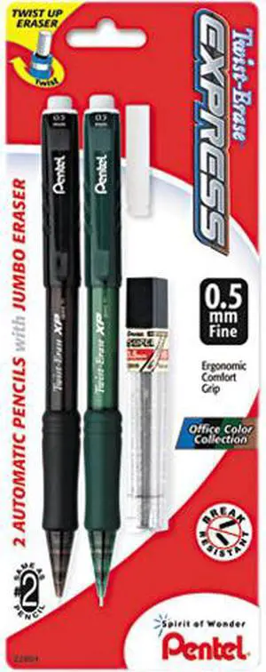 Pentel Twist-Erase EXPRESS Mechanical Pencil .5 mm 2 per Set QE415LEBP2