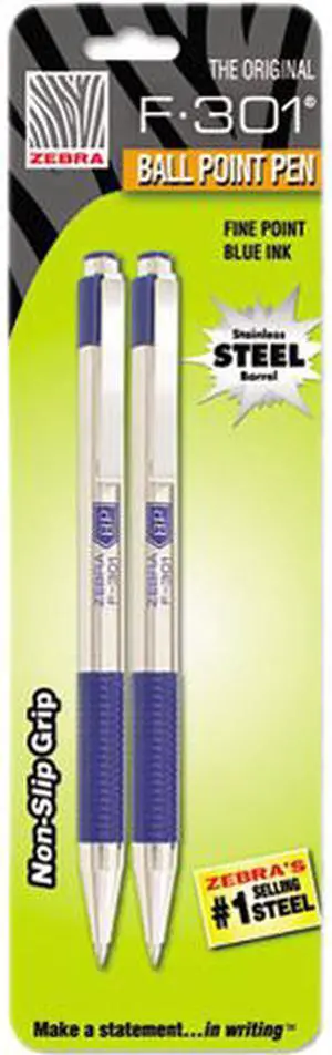 Zebra F-301 Retractable Ballpoint Pen Blue In Fine 2/Pack 27122