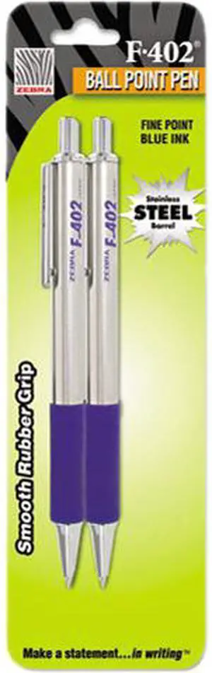 Zebra F-402 Ballpoint Retractable Pen Blue Ink Fine 2/Pack 29222