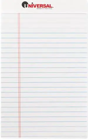 UNIVERSAL Perforated Edge Writing Pad Narrow Rule 5 x 8 White 50 Sheet Dozen 46300