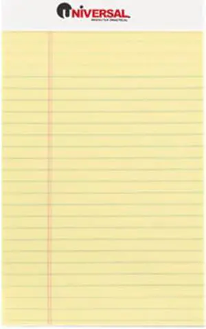 UNIVERSAL Perforated Edge Writing Pad Narrow Rule 5 x 8 Canary 50 Sheet Dozen 46200