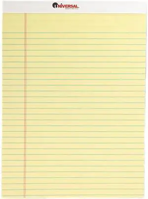 UNIVERSAL Perforated Edge Writing Pad Legal/Margin Rule Letter Canary 50 Sheet Dozen 10630