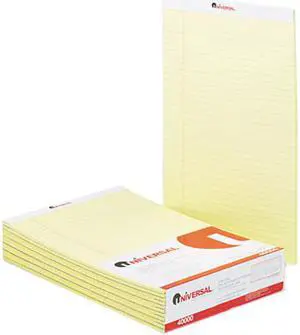 UNIVERSAL Perforated Edge Writing Pad Legal/Margin Rule Legal Canary 50 Sheet Dozen 40000