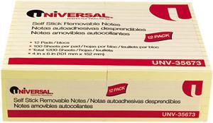 Standard Self-Stick Notes, 4 X 6, Lined, Yellow, 12 100-Sheet Pads/Pac