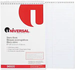Universal Steno Book Gregg Rule 6 x 9 White 80 Sheets 96920
