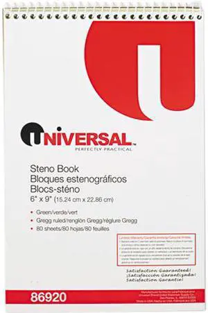 Steno Book, Gregg Rule, 6 X 9, Green, 80 Sheets/Pad