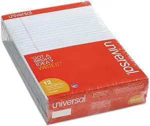 Universal UNV35880 Colored Perforated Ruled Writing Pad, Legal, 8 1/2 x 11 3/4, Blue, 50 Sheets - 1 Dozen (12 Pads)