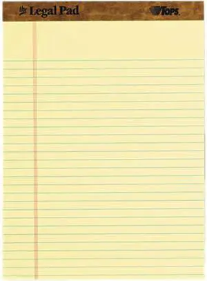 Tops The Legal Pad Ruled Perforated Pads 8 1/2 x 11 Canary 50 Sheets 3 Pads/Pack 75327