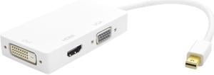 DAT 5662D Mini Display Port to HDMI / DVI / VGA (3-in-1) Adapter - White