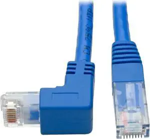 Tripp Lite Down-Angle Cat6 UTP Patch Cable (RJ45), M/M, Gigabit, Molded, Blue, 1 ft. (N204-001-BL-DN)