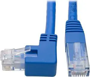 Tripp Lite Left-Angle Cat6 UTP Patch Cable (RJ45), M/M, Gigabit, Molded, Blue, 1 ft. (N204-001-BL-LA)