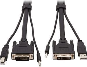 Tripp Lite P784-006 DVI KVM Cable Kit, 3 in 1 - DVI, USB, 3.5 mm Audio (3xM/3xM), 1080p, 6 ft., Black