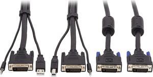Tripp Lite P784-006-DV Dual DVI KVM Cable Kit - DVI, USB, 3.5 mm Audio (3xM/3xM) + DVI (M/M), 1080p, 6 ft., Black