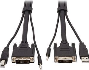 Tripp Lite P784-010 DVI KVM Cable Kit, 3 in 1 - DVI, USB, 3.5 mm Audio (3xM/3xM), 1080p, 10 ft., Black
