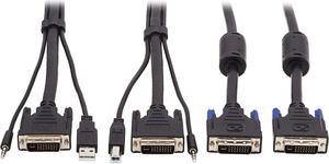 Tripp Lite P784-010-DV 10 ft. Dual DVI KVM Cable Kit - DVI, USB, 3.5 mm Audio (3xM/3xM) + DVI (M/M), 1080p, 10 ft., Black