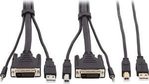 Tripp Lite P784-010-U 10 ft. DVI KVM Cable Kit - DVI, USB, 3.5 mm Audio (3xM/3xM) + USB (M/M), 1080p, 10 ft., Black
