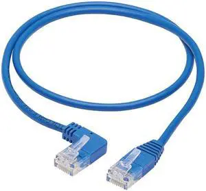 TRIPP LITE N204-S02-BL-LA 2 ft. Cat 6 Blue Left-Angle Cat6 Gigabit Molded Slim UTP Ethernet Cable (RJ45 Left-Angle M to RJ45 M)