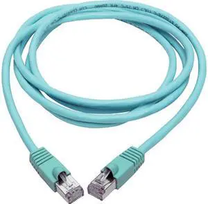 TRIPP LITE N262-008-AQ Cat6a 10G-Certified Snagless Shielded STP Ethernet Cable (RJ45 M/M), PoE, Aqua, 8 ft.