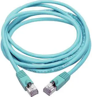 TRIPP LITE N262-012-AQ Cat6a 10G-Certified Snagless Shielded STP Ethernet Cable (RJ45 M/M), PoE, Aqua, 12 ft.