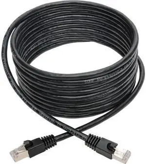 TRIPP LITE N262-015-BK Cat6a 10G-Certified Snagless Shielded STP Ethernet Cable (RJ45 M/M), PoE, Black, 15 ft.
