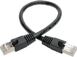 TRIPP LITE N262-06N-BK Cat6a 10G-Certified Snagless Shielded STP Ethernet Cable (RJ45 M/M), PoE, Black, 6 in.