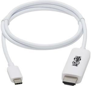 Tripp Lite U444-003-HWE USB-C to HDMI Adapter Cable (M/M), 4K, 4:4:4, Thunderbolt 3 Compatible, White, 3 ft.