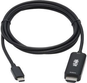 Tripp Lite U444-003-HDR2BE USB-C to HDMI Adapter Cable, 4K 60Hz, HDR, HDCP 2.2, DP 1.2 Alt Mode, Black, 3-ft.