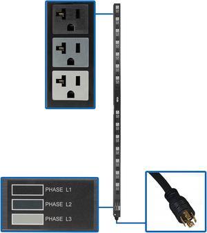 Tripp Lite 5.7kW 3-Phase Basic PDU - 42 NEMA 5-15/20R 120V Outlets, 208V L21-20P Input, 6 ft. Cord, 70 in. 0U Rack, TAA (PDU3V6L2120LV)