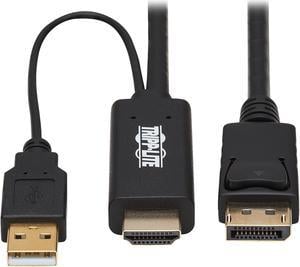 Tripp Lite P567-01M HDMI to DisplayPort Active Adapter Cable (M/M) - 4K, USB Power, Black, 1 m (3.3 ft.)