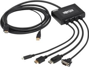 4-Port Presentation Adapter, 4K 60 Hz (4:4:4) HDMI, DP, USB-C and 1080p VGA to HDMI, Built-In Cables
