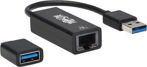 Tripp Lite USB C USB-A to RJ45 Gigabit Ethernet Network Adapter 2xM/F Black